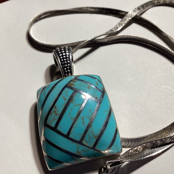 TURQUOISE STERLING STUNNING NECKLACE UNIQUE ! OOAK - Picture 8 of 16